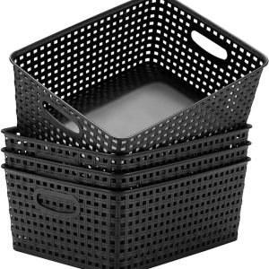 Plastic Storage Baskets for Organizing, Pack of 4