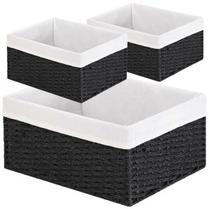 3-Pack Woven Paper Rope Wicker Baskets