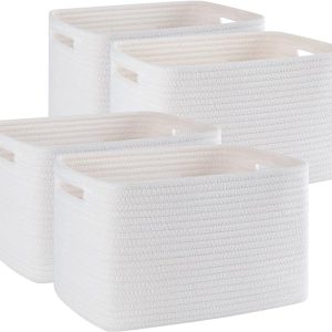 4 Pack Shelf Baskets for Organizing Home - Perfect for Toys, Books, and Clothes