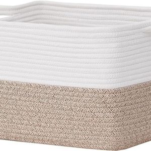 Cotton Rope Woven Basket With Handles for Shelves