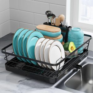Dish Rack for Kitchen Counter with a Cutlery Holder