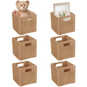 Foldable Cube Storage Bins Organizer Square Wicker Storage Basket