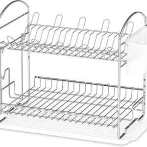 2-Tier Metal Dish Rack with Drainboard