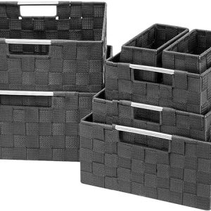 Storage Baskets for Organizing (Set of 7), Mesh Hand-Woven Design
