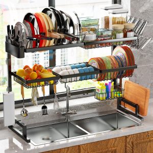 Large Dish Drainer Stainless Steel Storage Counter Organizer