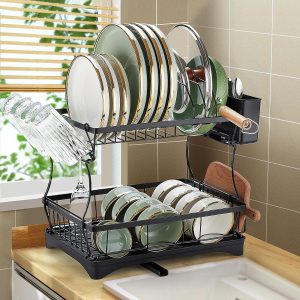 Dish Drying Rack, 2 Tier Dish Racks for Kitchen Counter