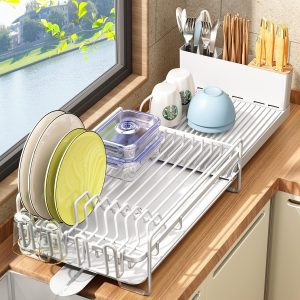 Stainless Steel Dish Drainers with Utensil Holder
