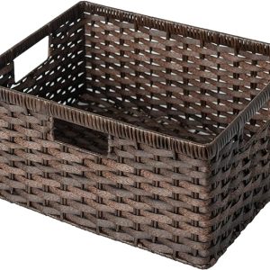 Large Wicker Basket, Plastic Wicker Storage Basket