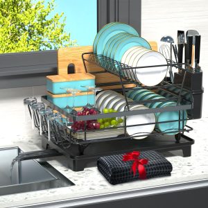 Stainless Steel 2 Tier Large Dish Racks for Kitchen Counter