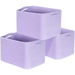 3-Pack Storage Baskets for Shelves, Book Basket Cube Storage Bin Box