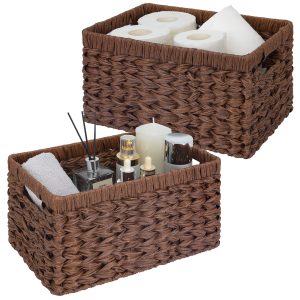 Rectangle Wicker Storage Baskets for Shelves, 2-Pack